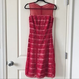 Red lace detailed dress size 4
